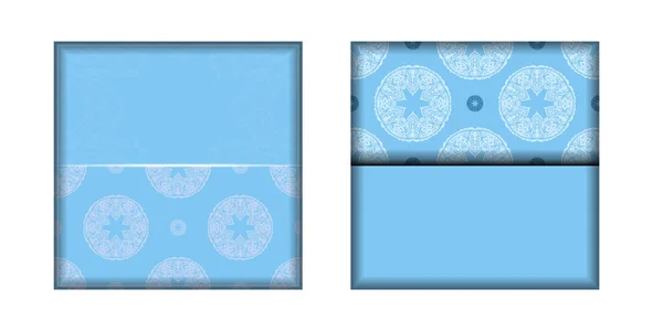 Blauwe Kleurenbrochure Met Abstract Wit Patroon Voor Ontwerp — Stockvector