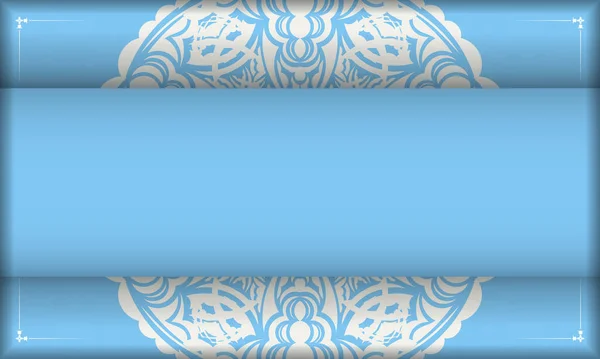Blå Färg Banner Med Abstrakt Vitt Mönster För Logotyp Design — Stock vektor