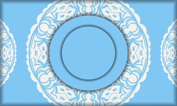 Banner Azul Com Ornamento Branco Vintage Para Design Logotipo — Vetor de Stock