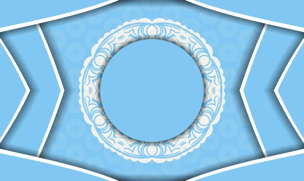 Синий Баннер Старым Белым Узором Местом Вашего Логотипа — стоковый вектор