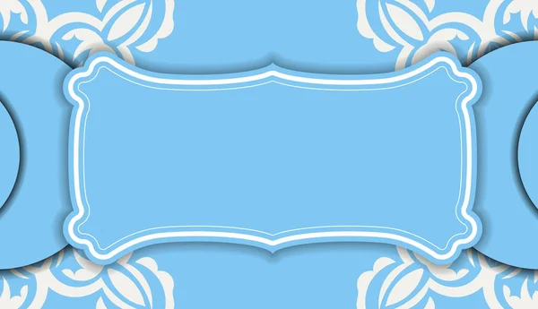 抽象的な白い飾りとあなたのロゴのための場所と青のバナー — ストックベクタ