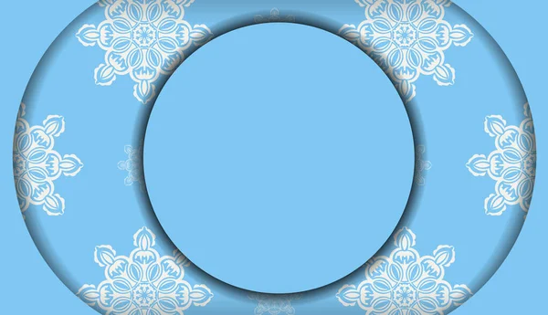 Modrý Prapor Bílými Indickými Ozdobami Místem Pro Vaše Logo — Stockový vektor