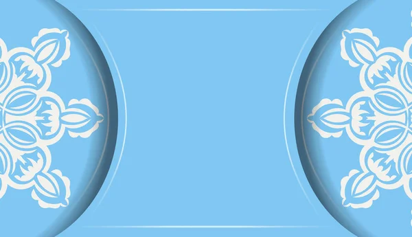 Logonuz Altında Tasarım Için Mandala Beyaz Desenli Mavi Renk Baner — Stok Vektör