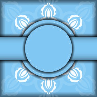 Tasarımınız için mavi renkli ve beyaz süslemeli broşür..