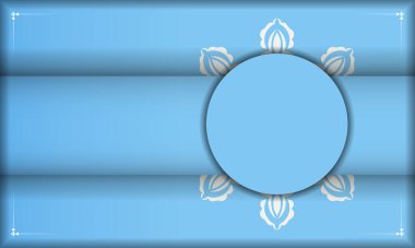 Lüks beyaz desenli mavi pankart ve logo veya metin için boşluk