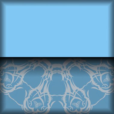 Tebrik etmek için üzerinde Hint beyazı desenli mavi broşür..