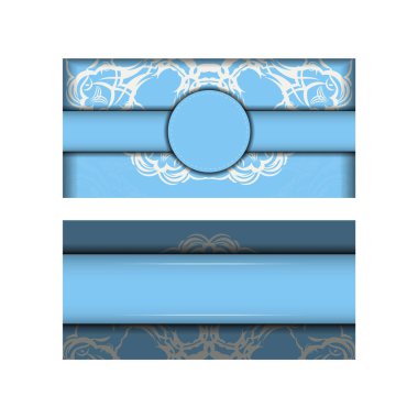 Markanız için Hint beyazı süslemeli mavi broşür..