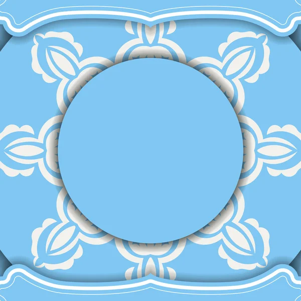 Синий Баннер Белым Узором Оформления Ваш Логотип — стоковый вектор