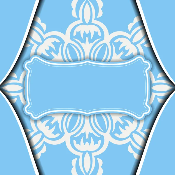 Bandera Color Azul Con Patrón Blanco Griego Para Diseño Bajo — Vector de stock