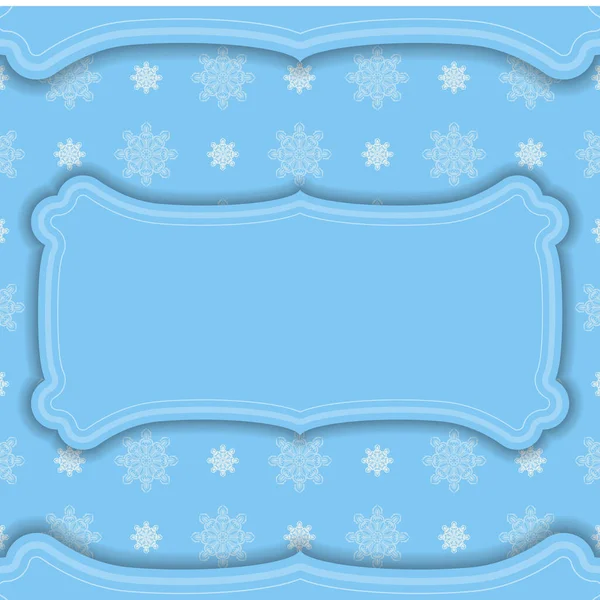 Blauwe Kleurenbanner Met Indisch Wit Motief Voor Design Onder Logo — Stockvector