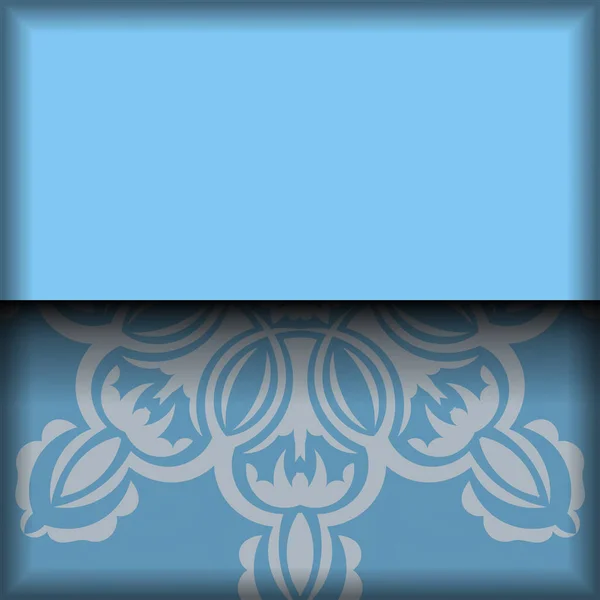 Folleto Azul Con Adornos Blancos Indios Preparados Para Tipografía — Archivo Imágenes Vectoriales