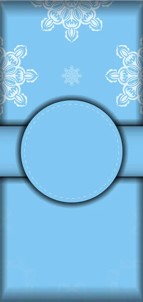 Флаєр Світло Блакитний Розкішним Білим Візерунком Готовий Друку — стоковий вектор