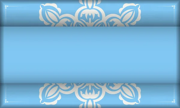 Синий Баннер Белым Греческим Узором Местом Логотипа Текста — стоковый вектор