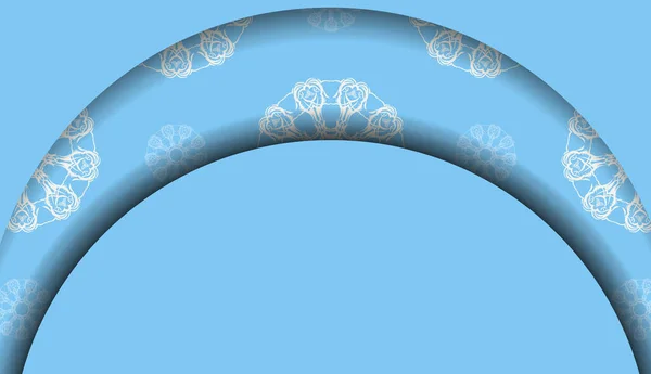 ロゴやテキストの下のデザインのためのインドの白い装飾と青の色のバナー — ストックベクタ