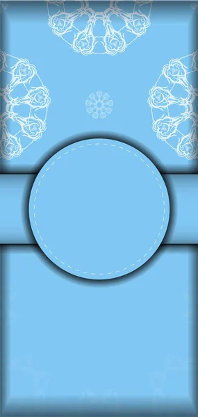 Blue Color Flyer Dengan Pola Putih India Untuk Merekmu - Stok Vektor