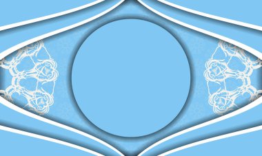 Mandala beyaz desenli mavi arkaplan ve metnin altında