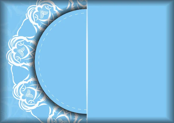 Tarjeta Felicitación Azul Con Patrón Blanco Vintage Para Diseño — Vector de stock