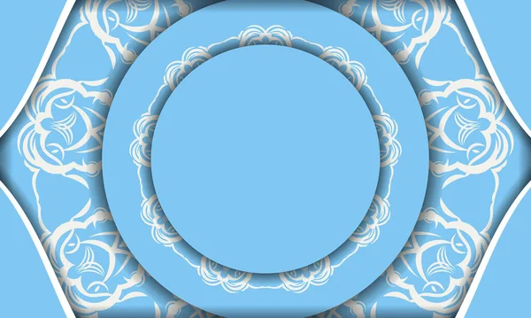 Fondo Azul Con Patrón Blanco Indio Colocar Debajo Texto — Vector de stock