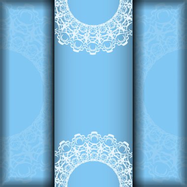 Tebrikleriniz için mavi renkli ve Yunan beyaz süslemeli tebrik kartı..