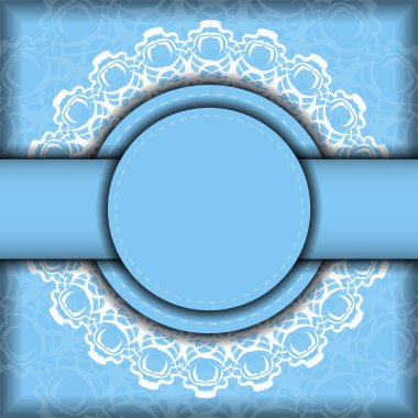 Mavili tebrik kartı ve markanız için Yunan beyaz süslemeleri..