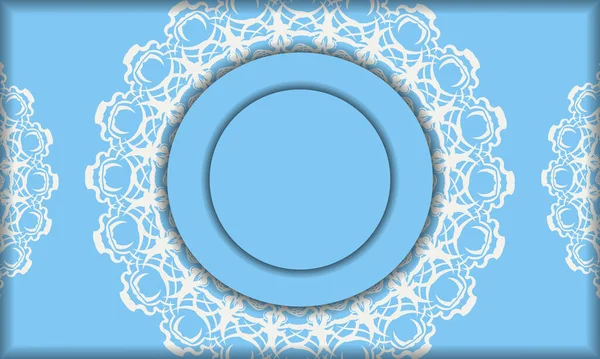蓝色背景 希腊白色饰物和文字空间 — 图库矢量图片