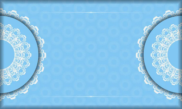 Background Blue Color Mandala White Pattern Design Text — Stock Vector
