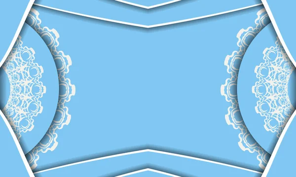 Hintergrund Blauer Farbe Mit Indisch Weißem Muster Für Die Gestaltung — Stockvektor
