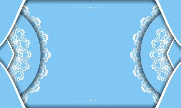 Blue Background Vintage White Ornament Design Text — Stock Vector