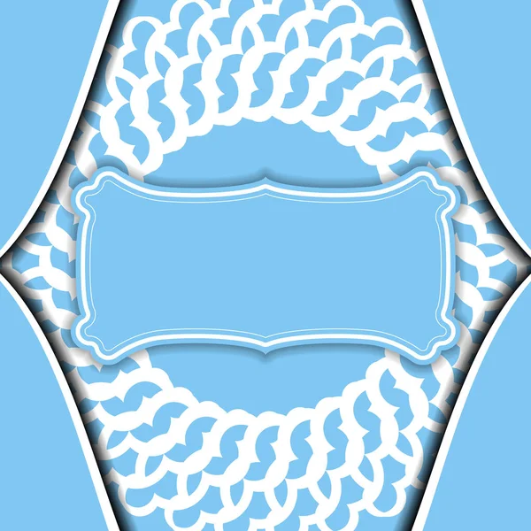 Modré Pozadí Vintage Bílé Ozdoby Prostor Logo — Stockový vektor