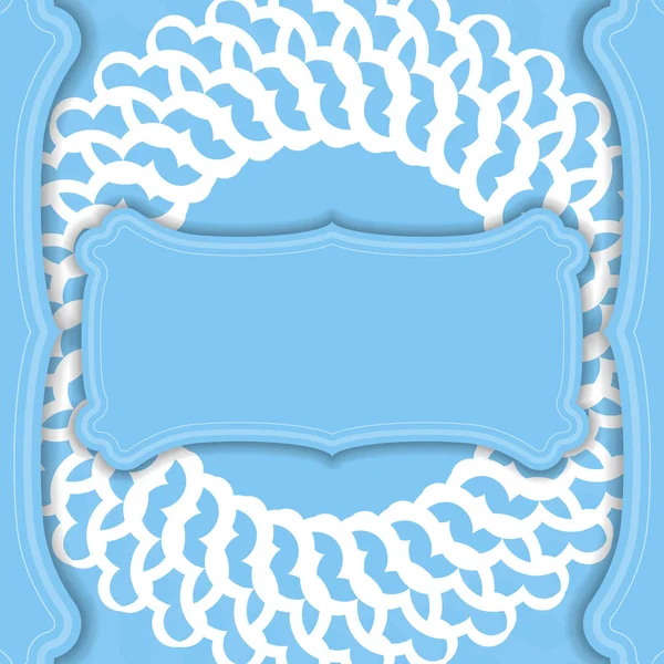 Fondo Color Azul Con Adorno Blanco Mandala Lugar Bajo Logotipo — Vector de stock