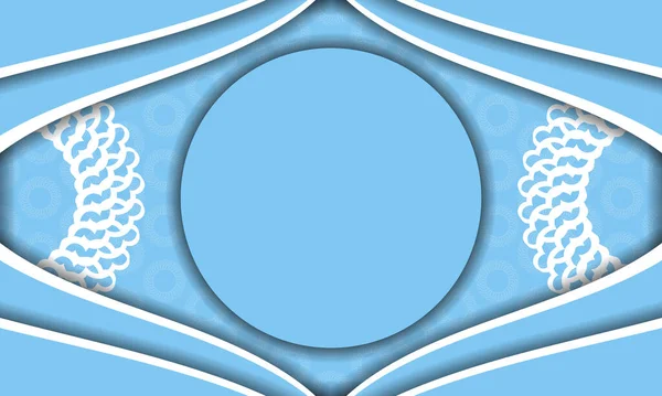 Mandala Beyazı Süslemeli Mavi Bir Arka Plan Logonuz Için Bir — Stok Vektör