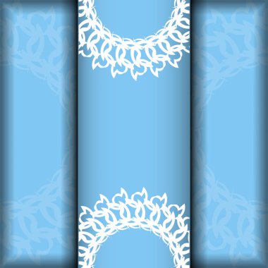 Tasarımınız için mavi renkli beyaz süslemeli el ilanlarını selamlayın.