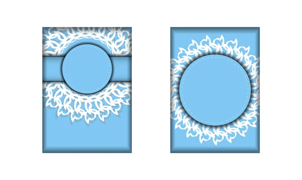 Flyer Salutation Couleur Bleue Avec Des Ornements Blancs Indiens Pour — Image vectorielle