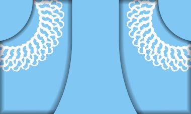 Logo veya metin altında tasarım için mandala beyaz desenli mavi renk arkaplanı