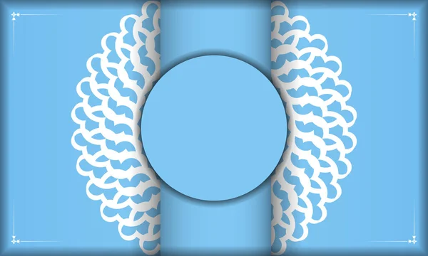 Niebieskie Tło Indyjskimi Białymi Ozdobami Miejsce Logo Lub Tekst — Wektor stockowy