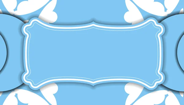 Fondo Azul Con Lujosos Adornos Blancos Espacio Para Logotipo Texto — Vector de stock