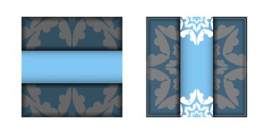 Tebrik etmek için üzerinde Yunan beyaz süsü olan mavi renkli kartpostal..