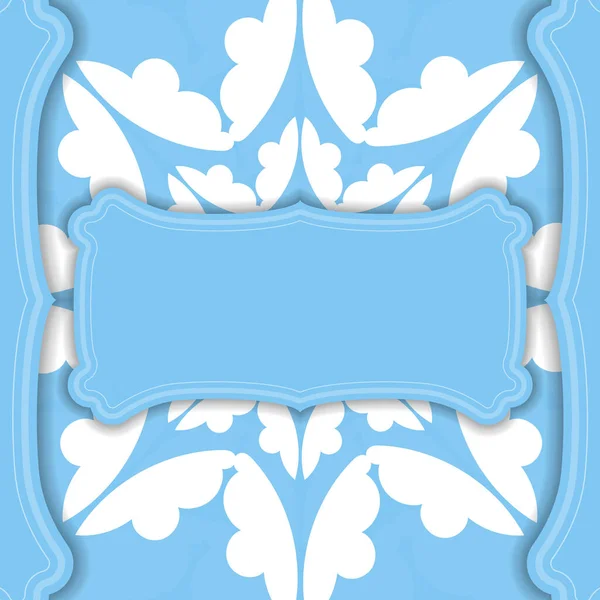 Fundo Cor Azul Com Mandala Padrão Branco Para Design Sob — Vetor de Stock