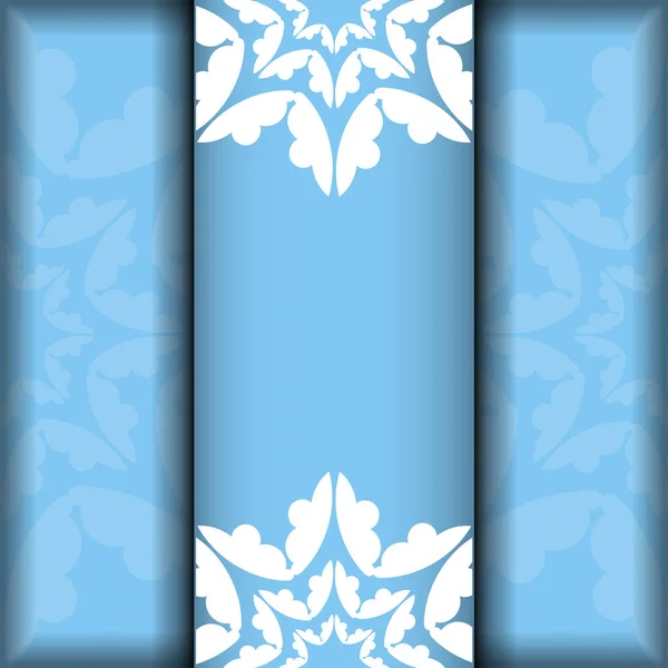 Plantilla Postal Color Azul Con Patrón Blanco Vintage Para Marca — Vector de stock