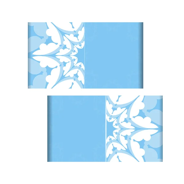 Blaue Postkartenvorlage Mit Mandala Muster Für Ihre Marke — Stockvektor