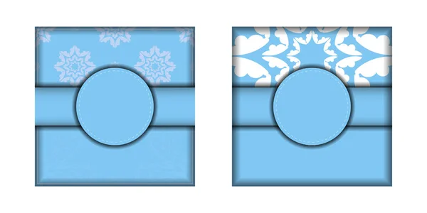Modèle Carte Postale Bleue Avec Motif Blanc Abstrait Préparé Pour — Image vectorielle