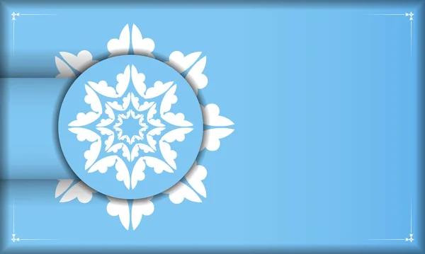 Blauwe Banner Sjabloon Met Mandala Wit Patroon Plaats Onder Tekst — Stockvector