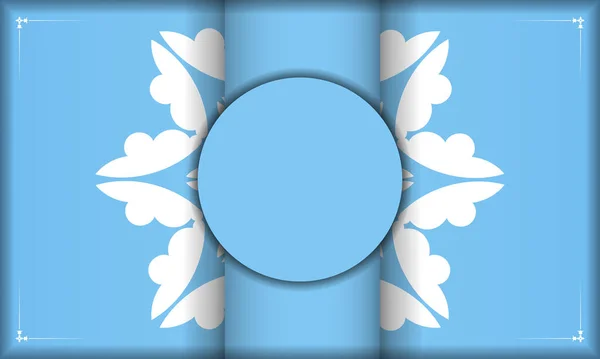 Μπλε Πρότυπο Banner Αφηρημένο Λευκό Μοτίβο Και Τοποθετήστε Κάτω Από — Διανυσματικό Αρχείο