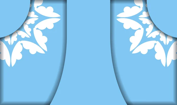 Modello Banner Blu Con Ornamento Bianco Vintage Spazio Tuo Testo — Vettoriale Stock