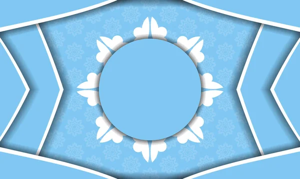 Modello Banner Colori Blu Con Motivo Bianco Mandala Design Sotto — Vettoriale Stock