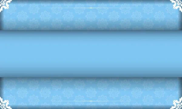 Blauwe Banner Sjabloon Met Indiase Witte Ornamenten Plaats Onder Tekst — Stockvector