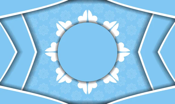 Metnin Altında Tasarım Için Mandala Beyaz Desenli Mavi Renk Pankart — Stok Vektör