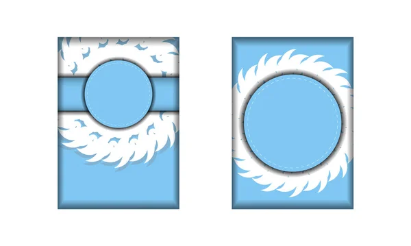 Template Broschüre Blaue Farbe Mit Mandala Weißem Muster Vorbereitet Für — Stockvektor