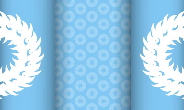 Modèle Bannière Couleur Bleue Avec Motif Blanc Indien Pour Conception — Image vectorielle