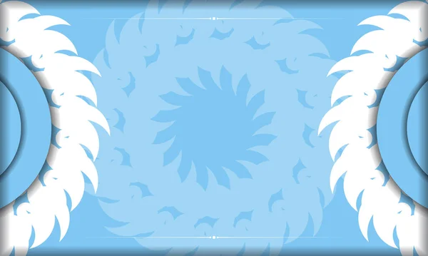 Blauwe Banner Sjabloon Met Luxe Witte Ornamenten Logo Ruimte — Stockvector